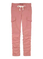Little Girls Solid Stacked Cargo Pants, Pink,