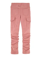 Little Girls Solid Stacked Cargo Pants, Pink,