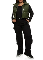 Womens Plus High Waist Wide Leg Cargo Jeans, 1X