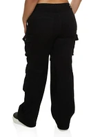 Womens Plus High Waist Wide Leg Cargo Jeans, 1X