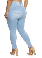 Womens Plus Size WAX Distressed Push Up Skinny Jeans, Blue, Size 16