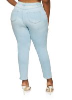 Womens Plus Size WAX Ripped Knee Skinny Jeans, Blue, Size 14