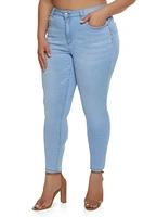 Womens Plus WAX High Waist Push Up Skinny Jeans, Blue,