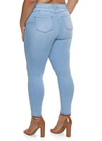 Womens Plus WAX High Waist Push Up Skinny Jeans, Blue,