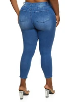 Womens Plus WAX High Waist Push Up Skinny Jeans, Blue,