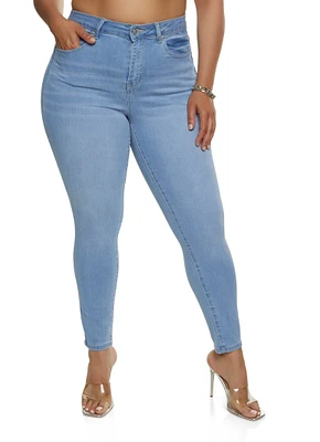 Womens Plus Size WAX Basic High Rise Skinny Jeans, Blue, Size 18