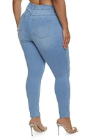 Womens Plus Size WAX Basic High Rise Skinny Jeans, Blue, Size 18