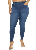 Womens Plus WAX Basic High Rise Skinny Jeans, Blue,