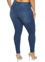 Womens Plus WAX Basic High Rise Skinny Jeans, Blue,