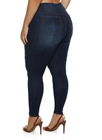 Womens Plus Size WAX Distressed Stretch Skinny Jeans, Blue, Size 16