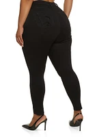 Womens Plus WAX High Rise Distressed Push Up Skinny Jeans,