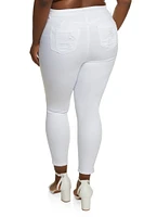 Womens Plus WAX High Rise Distressed Push Up Skinny Jeans,