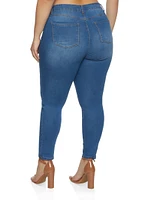 Womens Plus Size WAX High Waist Whiskered Jeans, Blue, Size 20