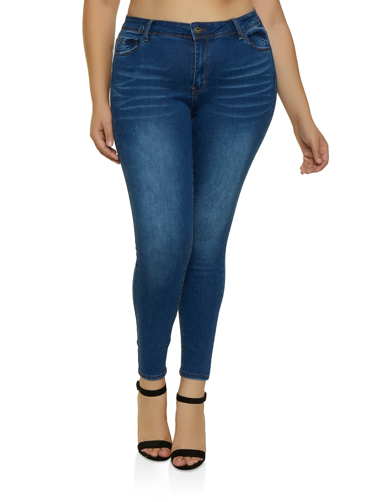 Womens Plus Size WAX Push Up High Waist Jeans, Blue, Size 18