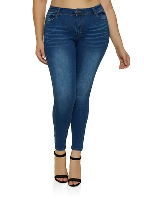 Womens Plus Size WAX Push Up High Waist Jeans, Blue, Size 18