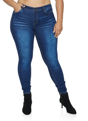 Womens Plus Size WAX Push Up High Waist Jeans, Blue, Size 14