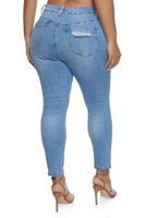 Womens Plus Size WAX Distressed Skinny Leg Jeans, Blue, Size 14