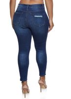 Womens Plus Size WAX Distressed Skinny Leg Jeans, Blue, Size 20