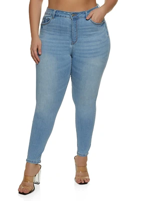 Womens Plus Size WAX Push Up High Rise Skinny Jeans, Blue, Size 18