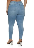 Womens Plus Size WAX Push Up High Rise Skinny Jeans, Blue, Size 18
