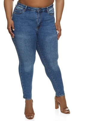 Womens Plus WAX Skinny Jeans, Blue,