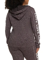 Womens Plus Size Love Side Graphic Zip Front Hoodie, Multi, Size 2X