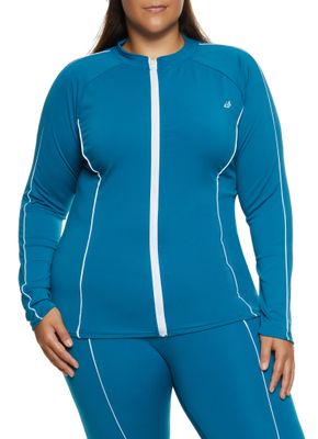 Womens Plus Contrast Piping Track Jacket,