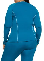 Womens Plus Contrast Piping Track Jacket,