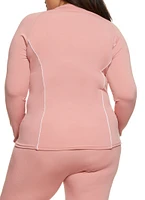 Womens Plus Size Contrast Piping Track Jacket, Pink, Size 2X