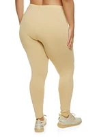 Womens Plus Size Basic High Rise Leggings, Khaki, Size 2X