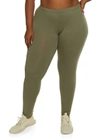 Womens Plus Size Basic High Rise Leggings, Green, Size 1X