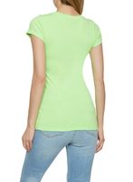 Womens Basic Crew Neck Tee, Green, Size S