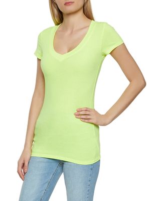 Womens Basic V Neck Tee,