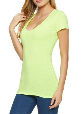 Womens Basic V Neck Tee, S