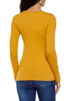 Womens Long Sleeve Crew Neck Tee, Yellow, Size M