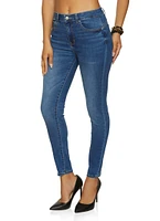 Womens WAX Five Pocket Solid Skinny Jeans, Blue,