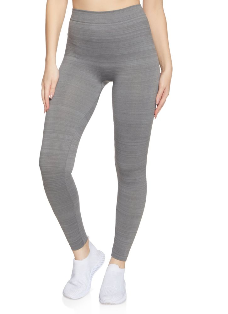 Womens Seamless High Waisted Leggings, Grey, Size L