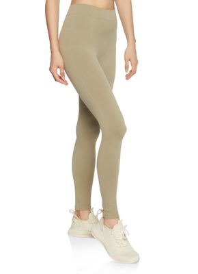 Womens Seamless High Waisted Leggings, Khaki, Size L