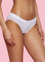 Womens Solid White Seamless Bikini Panty, White, Size L