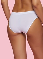 Womens Solid White Seamless Bikini Panty, White, Size L