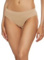 Womens Solid Bikini Seamless Panty, Beige, Size L