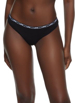 Womens Love Thong Panty, Black, Size XL