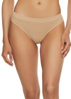 Womens Seamless Solid Thong Panty, Beige, Size XL