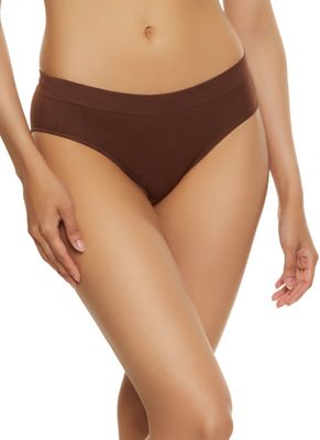 Womens Seamless Basic Bikini Panty, Brown, Size M