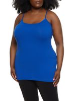 Womens Plus Size Basic Solid Cami, Blue, Size 1X