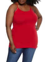 Womens Plus Size Basic Solid Cami, Red, Size 1X