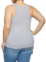 Womens Plus Size Ribbed Knit Tank Top, Grey, Size 1X