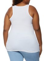 Womens Plus Size Ribbed Knit Tank Top, White, Size 1X