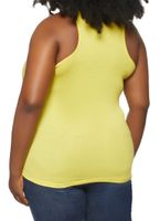 Womens Plus Size Ribbed Knit Tank Top, Yellow, Size 1X