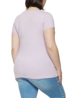 Womens Plus Size Solid V Neck Tee, Purple, Size 2X